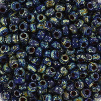 Margele Miyuki Rocailes (rotunda) - Miyuki rocailles 8/0 opaque picasso cobalt 8-4518