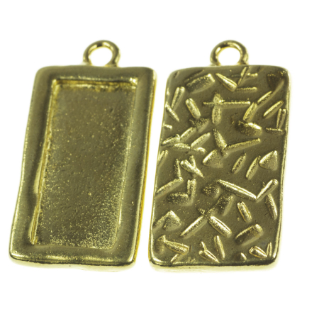 Accesorii metalice - Pandantiv, aliaj placat cu aur, 30x15 mm, gros. 3 mm