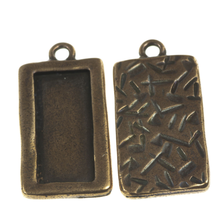 Accesorii metalice - Pandantiv, aliaj placat cupru antichizat, 30x15 mm, gros. 3 mm