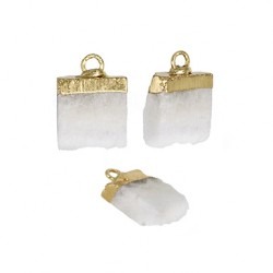 Accesorii metalice diverse - Pandantiv cu piatra semipretioasa cristal neregulat 12x5 mm