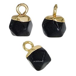 Accesorii metalice diverse - Pandantiv cu piatra semipretioasa neagra neregulat 6x7 mm