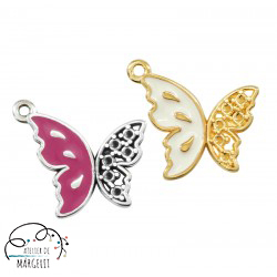 Accesorii metalice - Pandantiv fluturas cu email ivoar