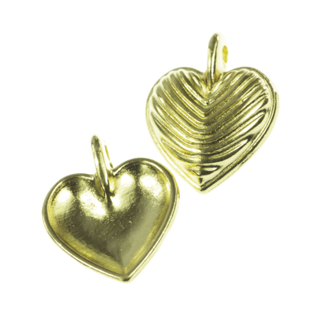 Accesorii metalice - Pandantiv inima texturata, zamac placat cu aur, 15x12 mm