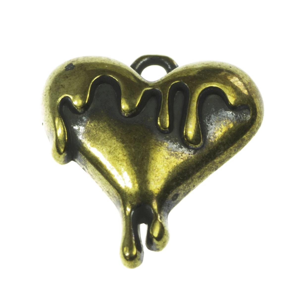 Pandantive, accesorii pandantive - Pandantiv inima, zamac placat cu alama, 17x16 mm