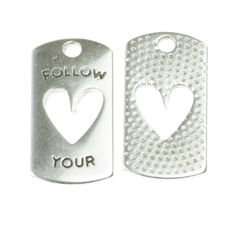 Accesorii metalice - Pandantiv, zamac placat cu argint, 20x10 mm, gros. 2 mm