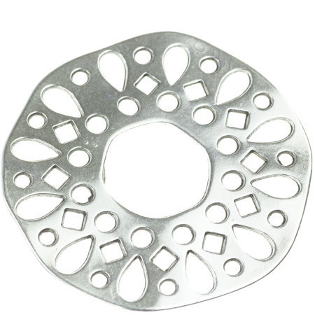 Accesorii metalice - Pandantiv, zamac placat cu argint, D 49 mm, gros. 2 mm