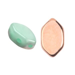 Margele Par Puca - Margele Paros Par Puca 7 X 4 mm Green Aqua Opal Capri Gold