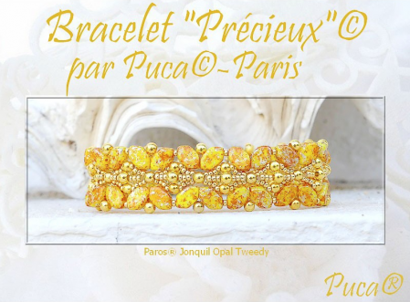 Margele Paros Par Puca 7 X 4 mm Jonquil Opal Tweedy [1]