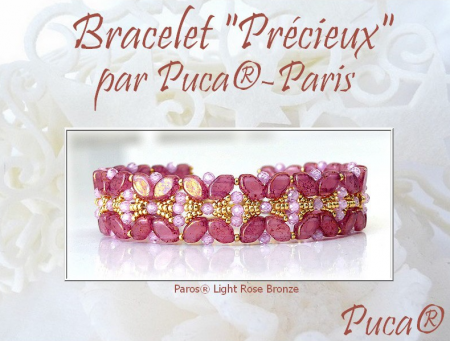 Margele Paros Par Puca 7 X 4 mm Light Rose Opal Tweedy [5]