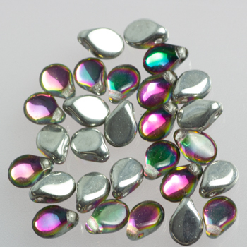 Margele cehesti Pip - Margele cehesti Pip 5x7 mm crystal Vitrail Green