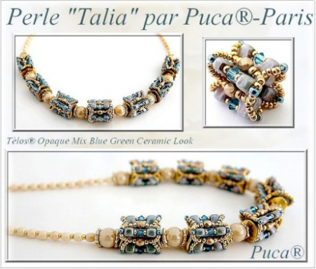 Margele Telos Par Puca 6X12X4 mm Opaque White Tweedy [3]