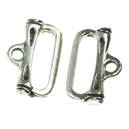 Accesorii metalice - Terminatii lant (sirag), aliaj placat argint antichizat, 18x11 mm, gros. 2 mm