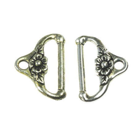 Accesorii metalice - Terminatii lant (sirag), aliaj placat argint antichizat, 20x13 mm