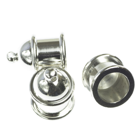 Accesorii metalice - Terminatii lant (sirag), aliaj placat cu argint, L 15 mm, D 12 mm, orif. 1 mm