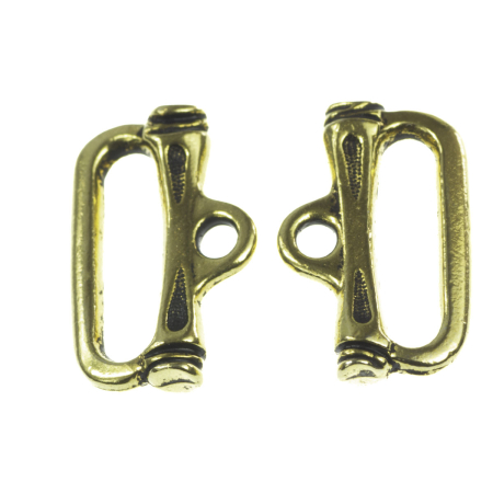 Accesorii metalice - Terminatii lant (sirag), aliaj placat cu aur antichizat, 18x11 mm, gros. 2 mm