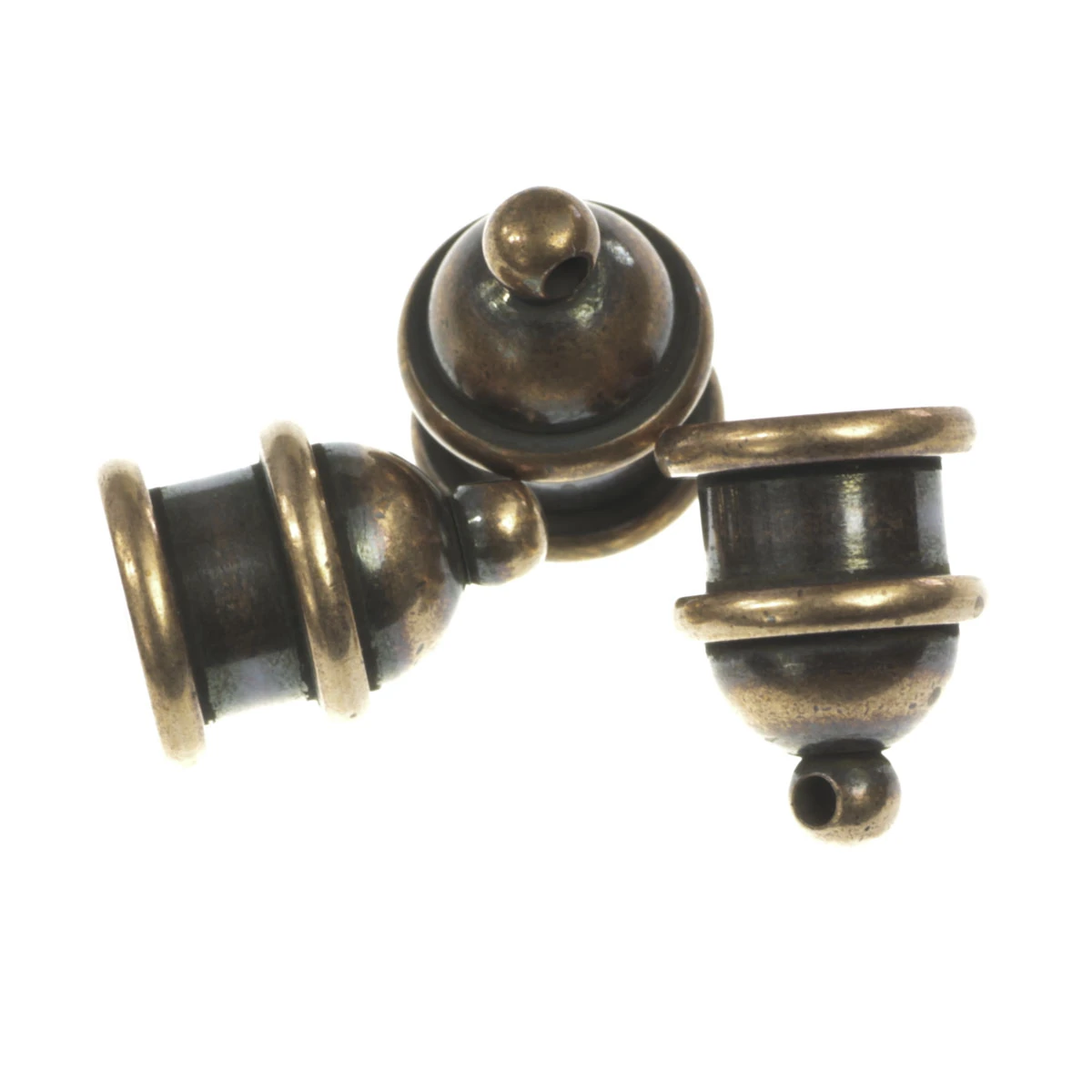 Inchizatori, terminatii lant, conuri - Terminatii lant (sirag), aliaj placat cupru antichizat, L 13 mm, D 10 mm, orif. 1 mm