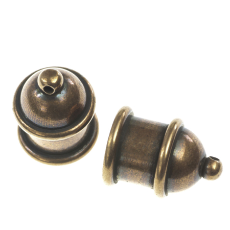 Accesorii metalice - Terminatii lant (sirag), aliaj placat cupru antichizat, L 15 mm, D 12 mm, orif. 1 mm