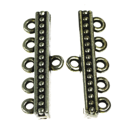 Accesorii metalice - Terminatii lant (sirag) multisir, aliaj placat argint antichizat, 16x5 mm, gros. 3.5 mm, orif. 1 mm