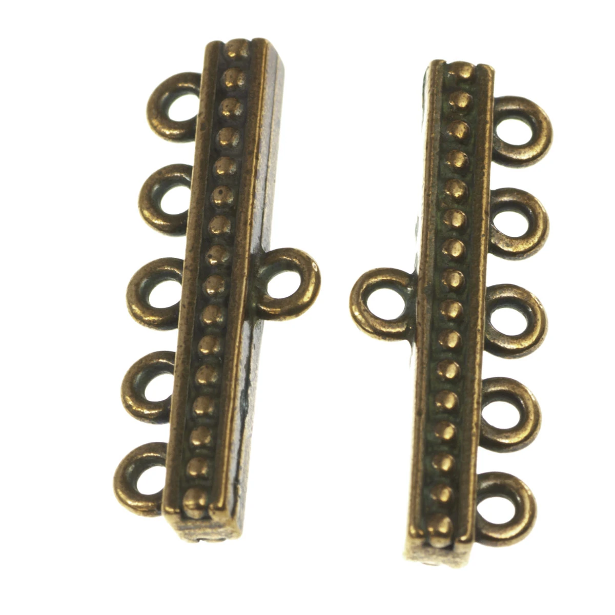 Inchizatori, terminatii lant, conuri - Terminatii lant (sirag) multisir, aliaj placat cupru antichizat, 16x5 mm, gros. 3.5 mm, orif. 1 mm