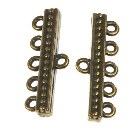 Accesorii metalice - Terminatii lant (sirag) multisir, aliaj placat cupru antichizat, 16x5 mm, gros. 3.5 mm, orif. 1 mm