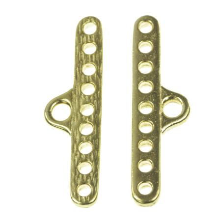 Accesorii metalice - Terminatii lant (sirag) multisir, texturat, aliaj placat cu aur, 28x4 mm, gros. 1.5 mm