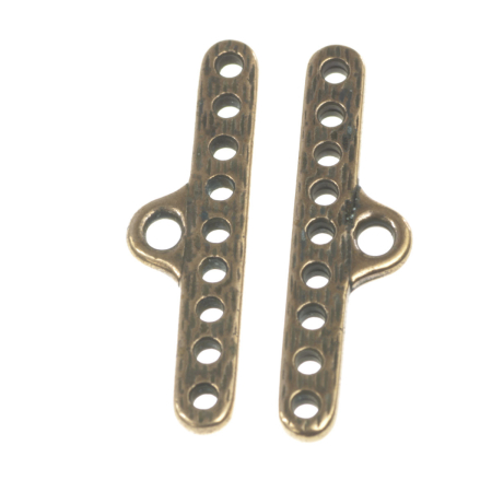 Accesorii metalice - Terminatii lant (sirag) multisir texturat, aliaj placat cupru antichizat, 28x4 mm, gros. 2 mm, orif. 1 mm