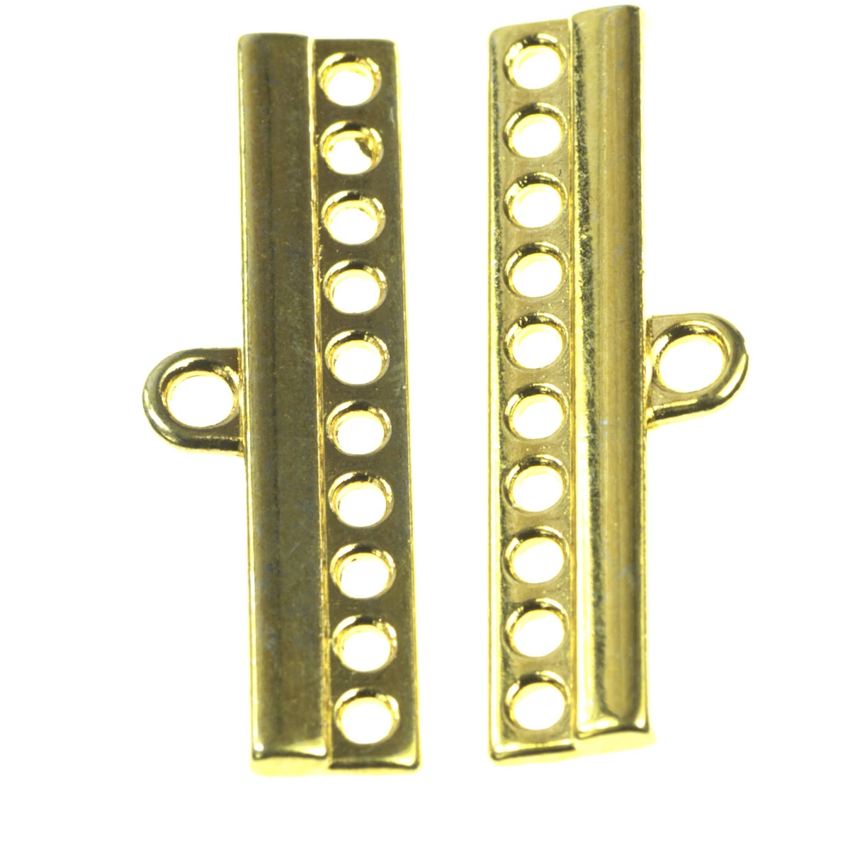 Inchizatori, terminatii lant, conuri - Terminatii lant (sirag) multisir, zamac placat cu aur, 28x6 mm, gros. 2.5 mm