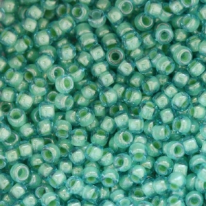 Margele Toho - Margele Toho Round 15/0 inside color aqua/lt jonquil lined TR 15 954