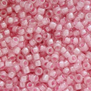Margele Toho - Margele Toho Round 15/0 inside color crystal/cotton candy lined TR 15 379
