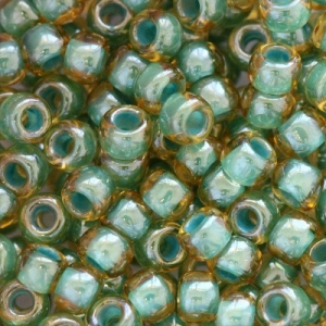 Margele Toho - Margele Toho Round 8/0 inside color topaz/mint julep lined TR 08 380
