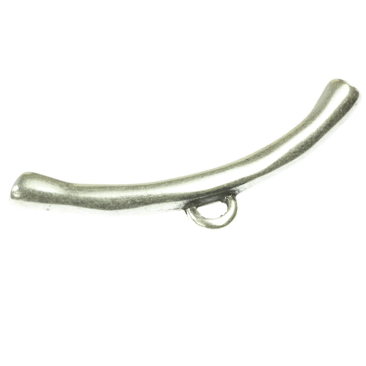 Conectori, link-uri si tuburi - Tub curbat cu anou, zamac placat cu argint, L 50 mm, gros. 5 mm, orif. 3 mm