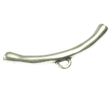 Accesorii metalice - Tub curbat cu anou, zamac placat cu argint, L 50 mm, gros. 5 mm, orif. 3 mm