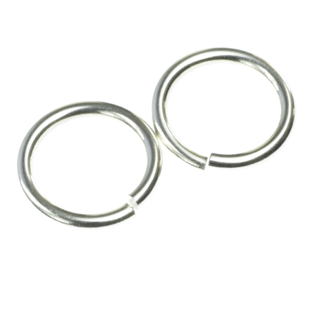 Accesorii metalice - Zale deschise rotunde, alama placata cu argint, D 11 mm, gros. 2 mm