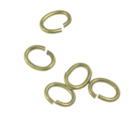 Accesorii metalice - Zale deschise ovale, aliaj placat cu alama antichizata, 5x4 mm, gros. 1 mm