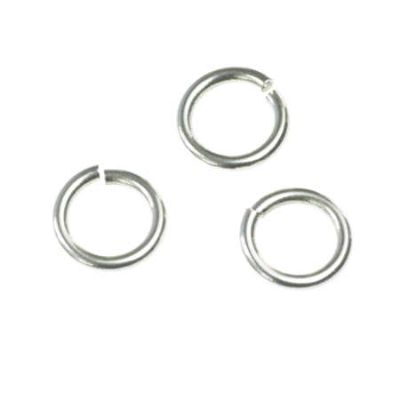 Accesorii metalice - Zale deschise rotunde, alama placata cu argint, D 10 mm, gros. 1 mm
