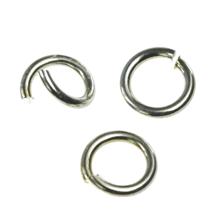 Accesorii metalice - Zale deschise rotunde, alama placata cu argint, D 6 mm, gros. 1 mm