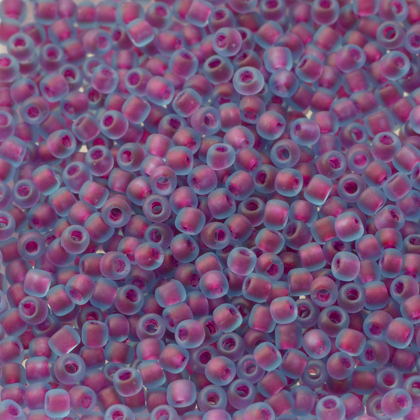 Margele Toho Round inside color frosted aqua purple lined 2 mm TR 11 252F