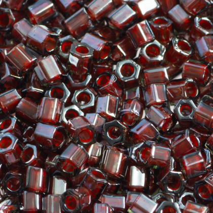 Toho Hexagon 8 0 Inside-Color Montana Blue Oxblood-Lined