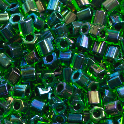 Toho Hexagon 8 0 Inside-Color Rainbow Green Purple-Lined