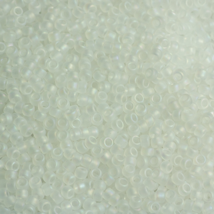 Toho round transparent-rainbow-frosted crystal 15 0