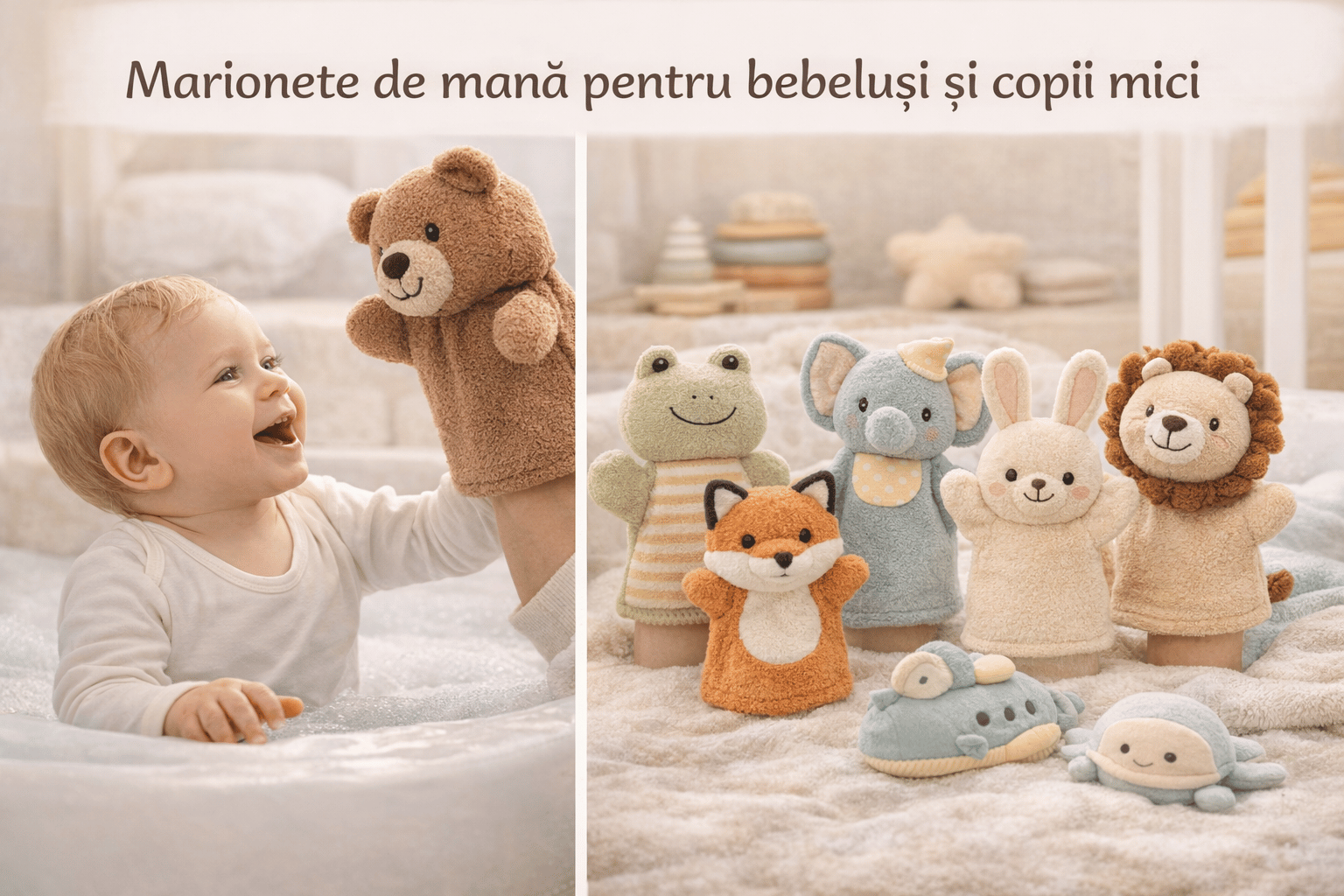 Marionete de mână pentru bebeluși și copii mici – beneficii în joacă și interacțiune