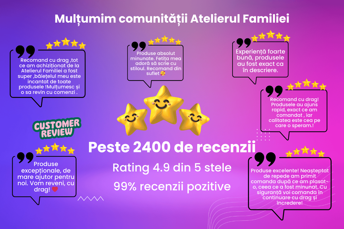 De ce au încredere clienții în Atelierul Familiei: Peste 2400 de recenzii cu un rating de 4.9 din 5 stele