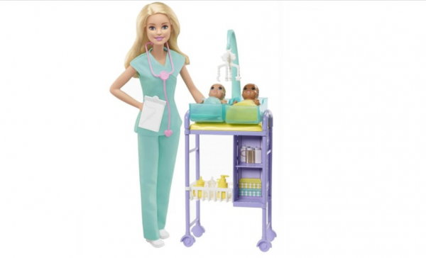 Set de joaca papusa barbie pediatru cu bebelusi si accesorii