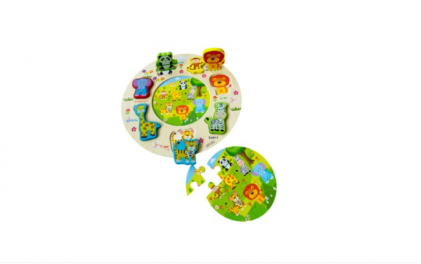 Puzzle rotund 3D incastru din lemn [4]