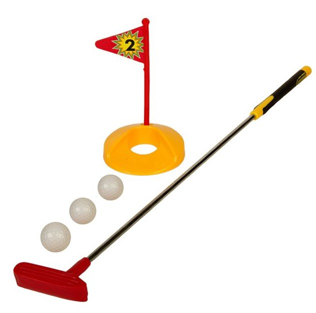 Oem Set golf pentru copii, din plastic cu 3 bile si 1 crosa, pentru exterior