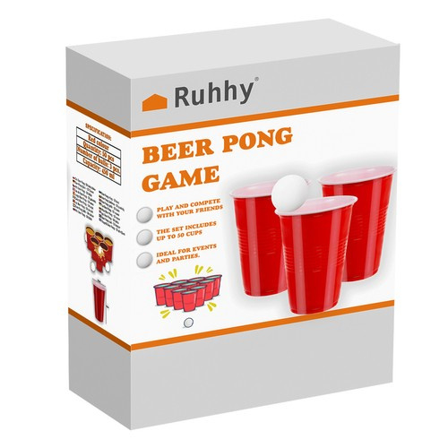 Joc de petrecere Beer Pong cu 50 de pahare si 3 mingiute [2]