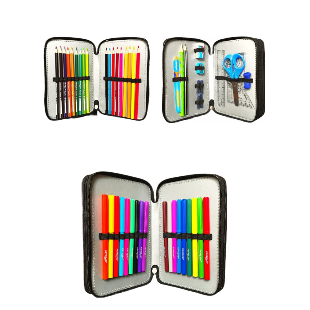 Penar echipat cu 3 compartimente, albastru,design astronaut, 20x14x6 cm [3]