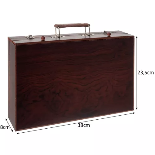 Set de desen si pictura pentru copii cu 129 piese in cutie de lemn tip servieta [4]