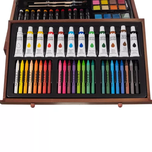Set de desen si pictura pentru copii cu 129 piese in cutie de lemn tip servieta [7]