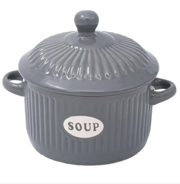 Set format din 6 boluri de servit din ceramica cu manere si capac pentru supa [3]
